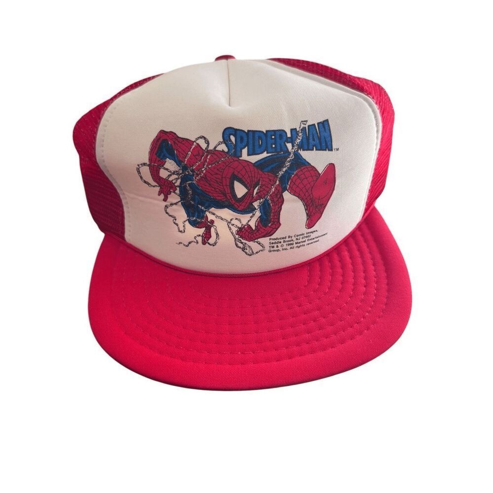 Vintage 1990 Spider Man Mesh Trucker Hat NWT